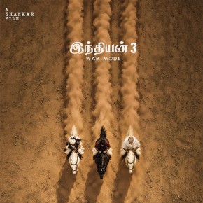 Official Indian 3 War Mode poster featuring Kamal Haasan and Kajal Aggarwal on horseback