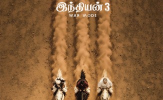 Official Indian 3 War Mode poster featuring Kamal Haasan and Kajal Aggarwal on horseback