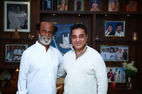 Actor-politician Kamal Haasan met superstar Rajinikanth Stills
